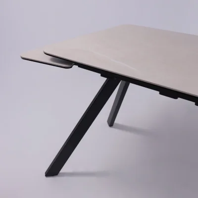 Стол ЛЕОН NEW , керамика 1 кат. 1200(1840)*800, Камень слоновая кость Bayona Ivory/Черный матовый_11