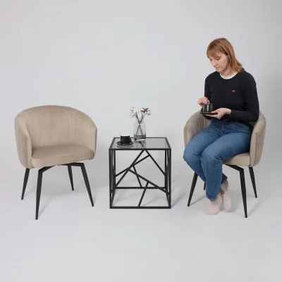 Кресло MELON, поворотное, бежевый велюр/черный_12