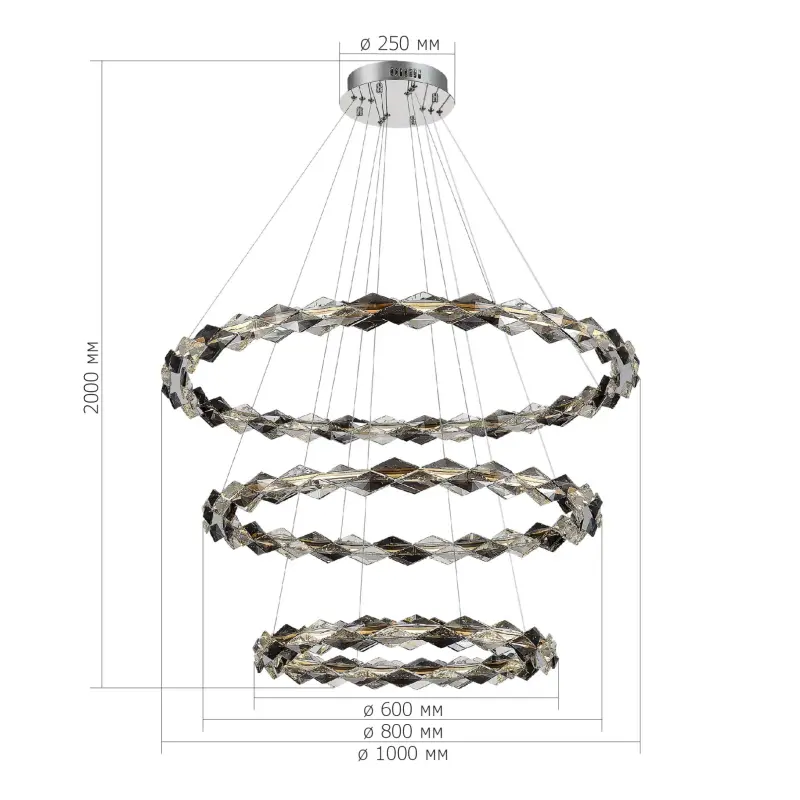 Люстра подвесная ST-Luce Хром/Прозрачно-Дымчатый LED 1*75W 3000K DIAMANTA_preview_4