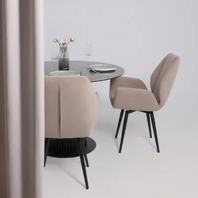 Стол РАУНД,керамика 2 кат. Д 1100, Камень черный Wacom pulido/ Черный матовый_7