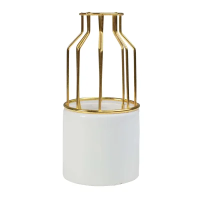 Ваза керамическая OTT, белый, 8,2*8,2*17см фотография