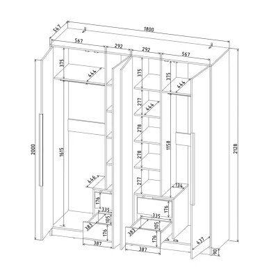 Шкаф КОНЦЕПТ КТ-Ш4, к.Белый/ф.Белый  (В2128хШ1800хГ547мм)_7