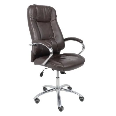 Кресло поворотное KING A, мультиблок, натуральная кожа, темно-коричневый фотография