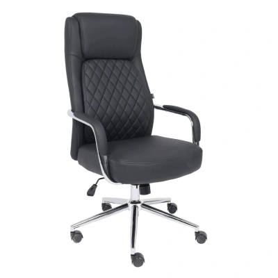 Кресло поворотное LOREAN, черная экокожа/хромированный металл_1