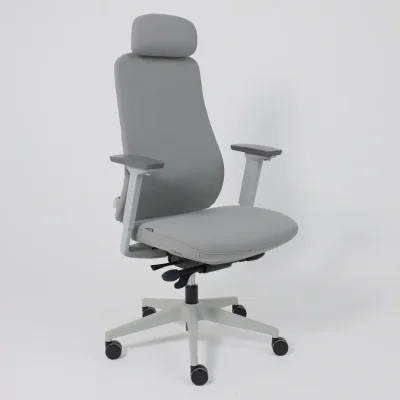 Кресло поворотное VORTEX, серая ткань/белый полиамид, коллекция AKSPRIME_17