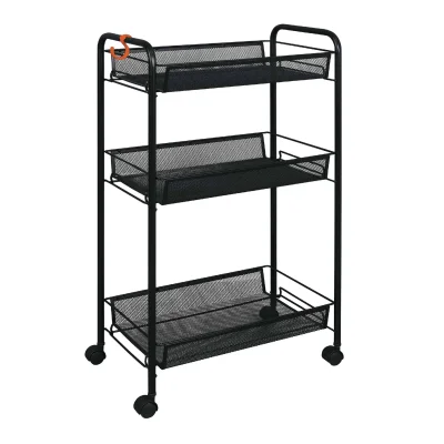 Этажерка Ладья 2К, на колёсиках, (чёрный) фотография