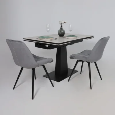 Стол AV 2119, МДФ+керамика, раздвижной 1200 (1800)*800 серый, матовый CARMEN LIDHT GREY/черный_5