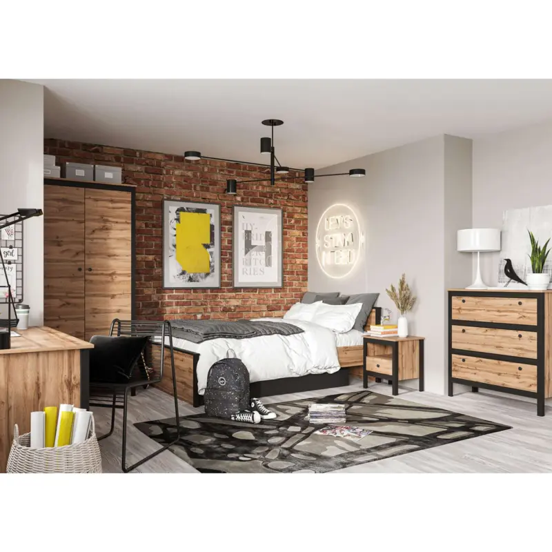 Н.м. "LOFT" стол письменный BIU/130, к.Дуб вотан+Черный/ф.Дуб вотан_preview_4