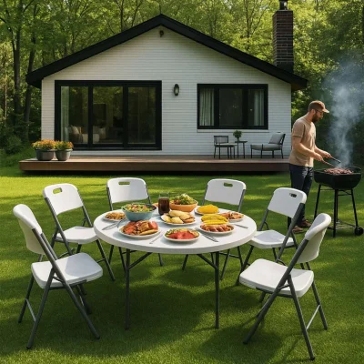 Стол складной Table AKS тип 10, белый (D152х74)_7