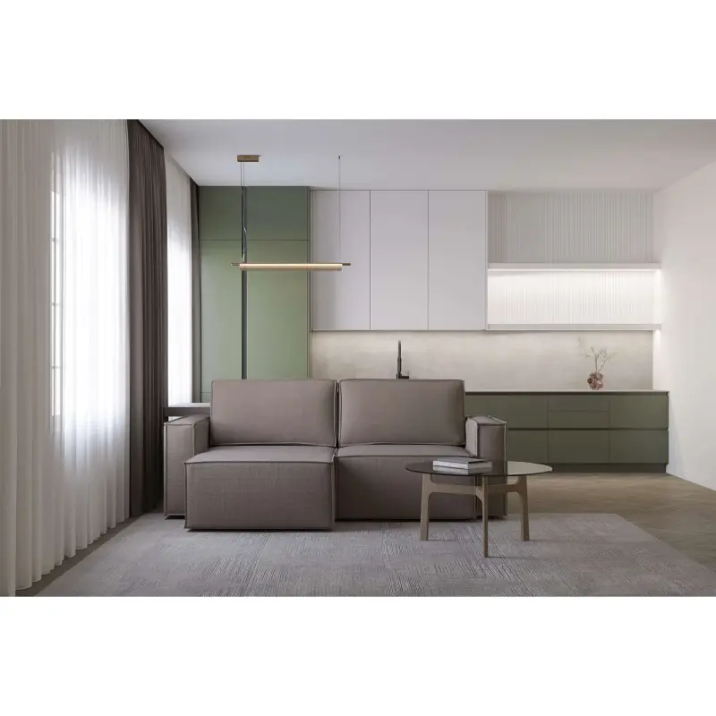 Угловой диван кровать двухсекционный Веннем ASH + SZEZ+ BOK L+P Grain 292, бежево-серый_preview_2