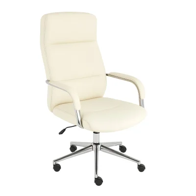 Кресло поворотное ELEMA, кремовая экокожа/хромированный металл фотография