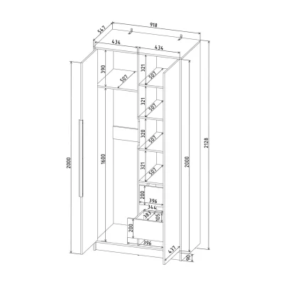 Шкаф КОНЦЕПТ КТ-Ш2, к.Белый/ф.Бетон  (В2128хШ918хГ547мм)_7