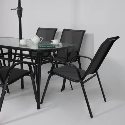 Комплект садовой мебели SUNBEAM (стол 1шт, 6 кресел, зонт 1шт), серый/черный_39