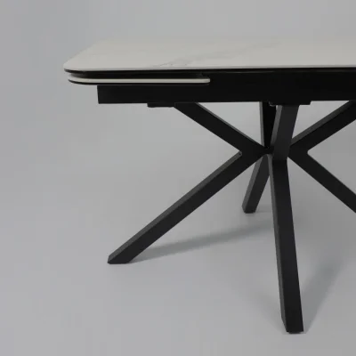 Стол РЕЙН NEW,керамика 0 кат. 1200(1840)*800, Камень белый Greys White/Черный матовый_12