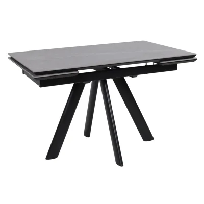 Стол JACK-120, раздвижной 120(30+30)х80, STONE GREY ST CER/Черный фотография