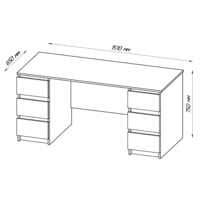 Стол письменный КАСТОР 6 ящиков, 151х65см, белый (2.03.06.040.1 RU)_4