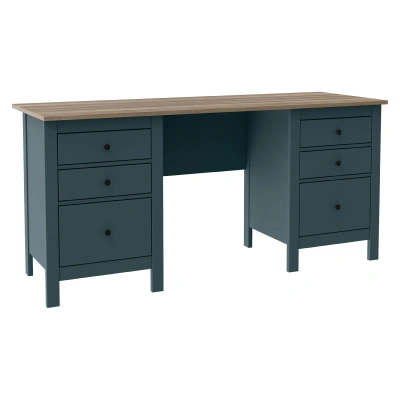 Стол письменный САГА, 161х56см, темно-бирюзовый/ясень (2.08.06.200.16 RU) фотография