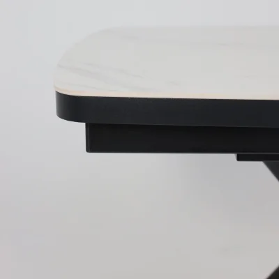 Стол LEONEL-110, раздвижной 110(145)х80, COROLLA WHITE GLOSS ST CER/Черный_11