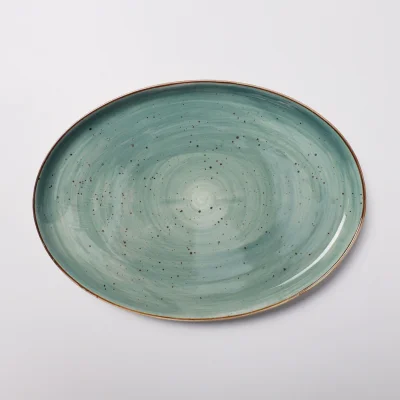 Тарелка овальная VITAL, фарфор, зеленый,25,7*18,6*2,5см фотография