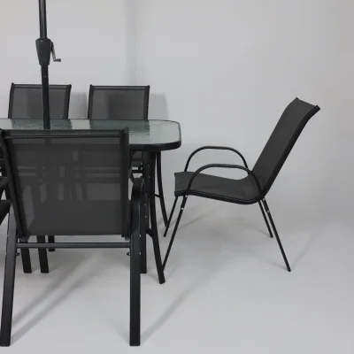 Комплект садовой мебели SUNBEAM (стол 1шт, 6 кресел, зонт 1шт), серый/черный_14