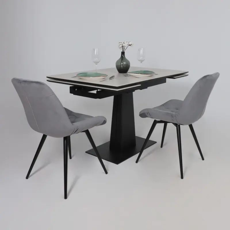 Стол AV 2119, МДФ+керамика, раздвижной 1200 (1800)*800 серый, матовый CARMEN LIDHT GREY/черный_preview_5