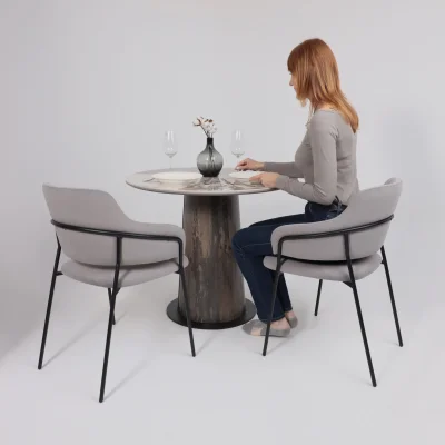 Стол AV 2317, МДФ+керамика, нераздвижной 900 белый, глянцевый PANDORA/черный+HPL Ипанема_3