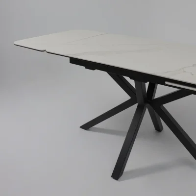 Стол РЕЙН NEW,керамика 0 кат. 1200(1840)*800, Камень белый Greys White/Черный матовый_18