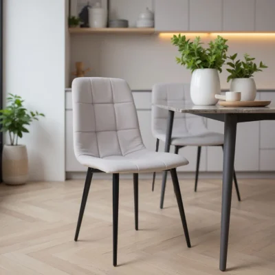 Стул AV 406-N, светло-серый бархат H-09/черный_2