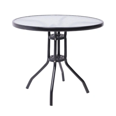 Стол садовый SIESTA, 80*70, сталь-черная/закаленное стекло фотография