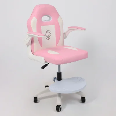 Кресло рабочее, поворотное JASMINE, white, розовый, ECONOM_14