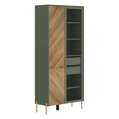 Гостиная "SIENA", дымчатый зеленый + дуб вотан. Комплект №1_14