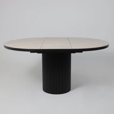 Стол ASKAR ROUND SLIDE-116, раздвижной круглый 116(156), BAYONA IVORY PREMIUM CER/Черный_16