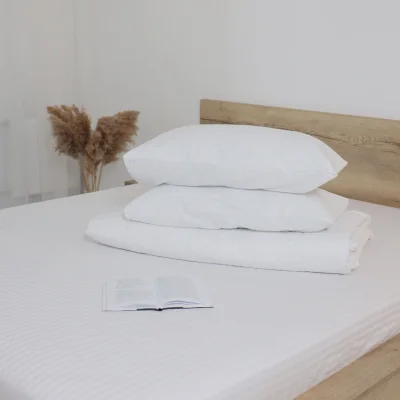 Простыня 150*215см Белый,  премиум сатин-страйп_2