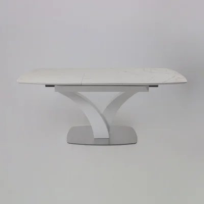 Стол НОТР ДАМ MODERNE, керамика 2 кат. 1400(1800)*850, Камень белый Calacata vagli/Белый Муар_24