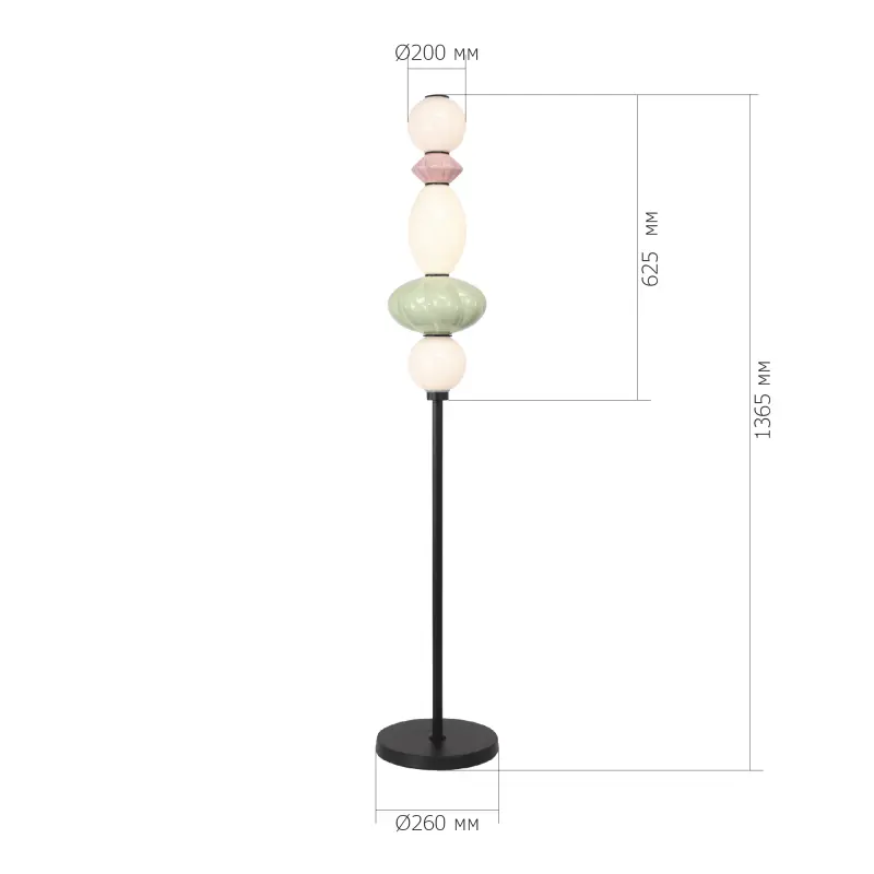 Светильник напольный ST-Luce черный/розовый, зелёный, опаловый LED 1*20W 3000K FLORENTINI_preview_6