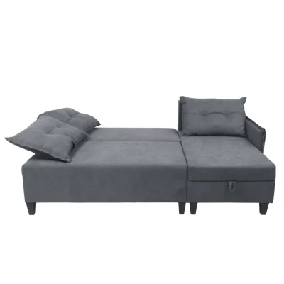 Диван-кровать угловой Туули КП Prince Ash, серый (черные опоры)_10