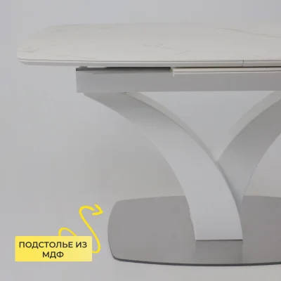 Стол НОТР ДАМ MODERNE, керамика 2 кат. 1400(1800)*850, Камень белый Calacata vagli/Белый Муар_5