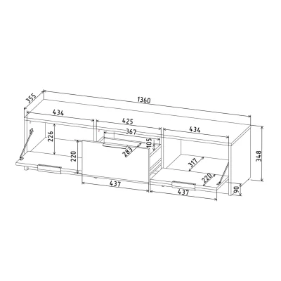 Тумба(ТВ) КОНЦЕПТ КТ-ТВ3-35, к.Антрацит/ф.Белый  (В348хШ1360хГ355мм)_4