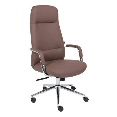 Кресло поворотное ELEMA, коричневая экокожа/хромированный металл фотография