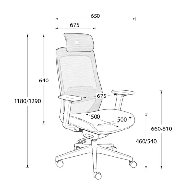 Кресло поворотное SPIRIT, темно-серая сетка+ серая ткань/серый полиамид_18