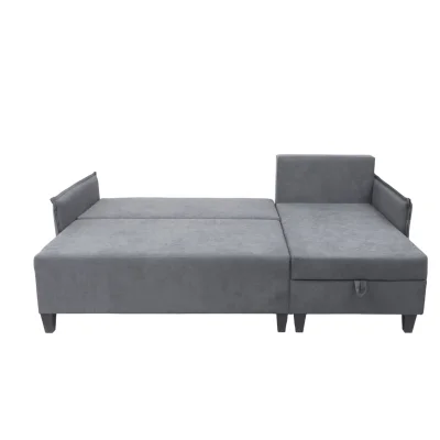 Диван-кровать угловой Туули КП Velutto 32, серый (черные опоры)_8