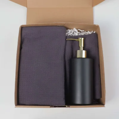 Подарочный бокс №3 (Полотенце вафельное (2 шт.) + Дозатор + Подарочная упаковка)_6