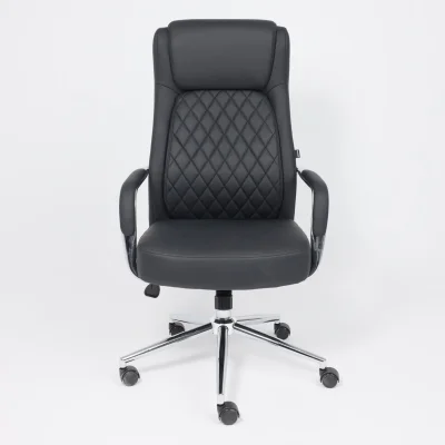 Кресло поворотное LOREAN, черная экокожа/хромированный металл_4