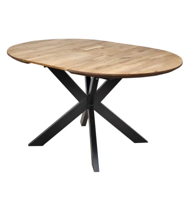 Стол РАУНД раздвижной, d100(140)*75, дуб натуральный/черный (ПрР-4 DSW (02) КСЕ/Р-80)_6