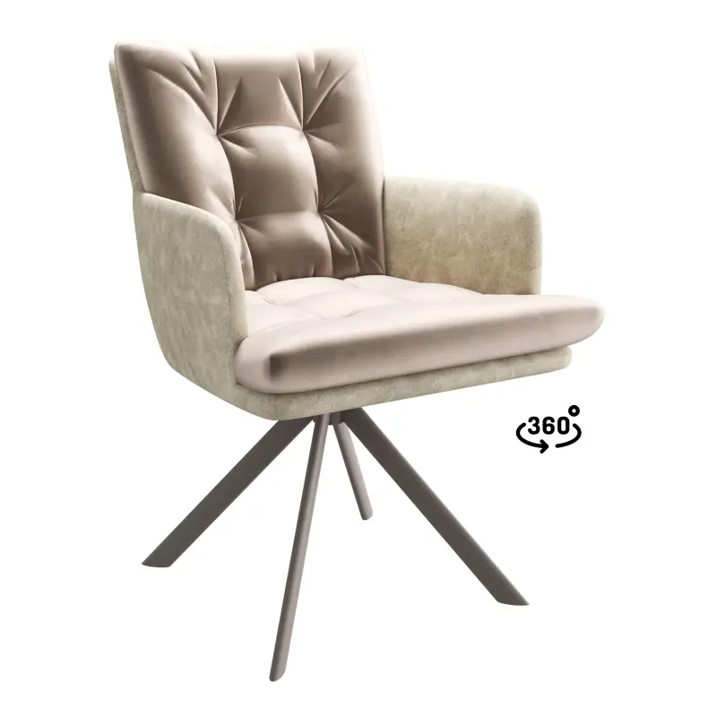 Стул CHARLES-R 360, d07 PEARL GREY LUX - MILK замша lux\капучино фотография