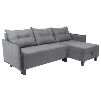 Диван-кровать угловой Туули КП Velutto 32, серый (черные опоры) фотография