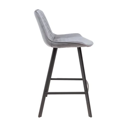 Стул барный LEROS, (серый велюр HLR-21/черный)_3