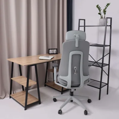 Кресло поворотное VORTEX, серая ткань/белый полиамид, коллекция AKSPRIME_15