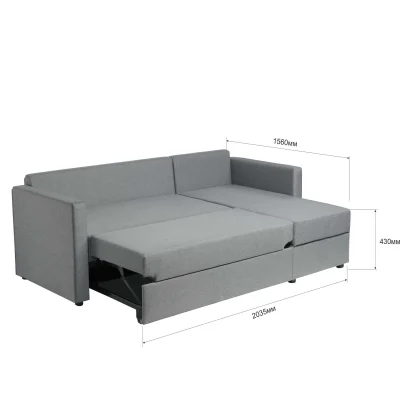 Диван трехместный с угловой секцией Тилаус КП Malmo 90, серый (черные опоры)_4