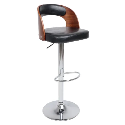 Стул барный BRUNO, экокожа, черный/хром фотография